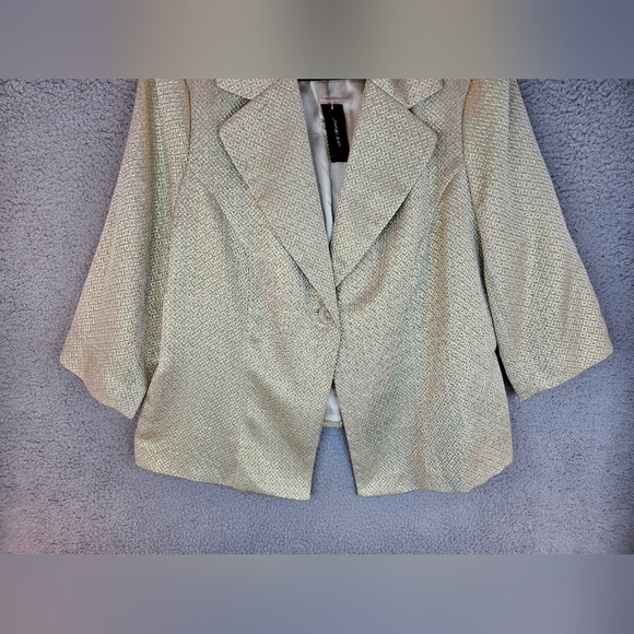 Lane Bryant Womens Evening Cocktail Blazer Sz 22 Gold Metallic Shimmer Chic - Picture 3 of 11